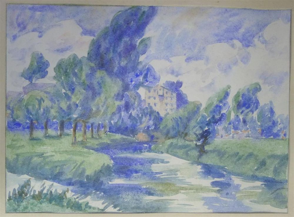 Robert Arthur Wilson (1884-1979), watercolour, River landscape, 27 x 37cm